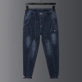 Jeans mit elastischem Bund für Herren in Übergröße, Stretch-Harlem-Jeans, Winter-Jeans